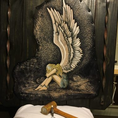 Fallen Angel Art on Leather