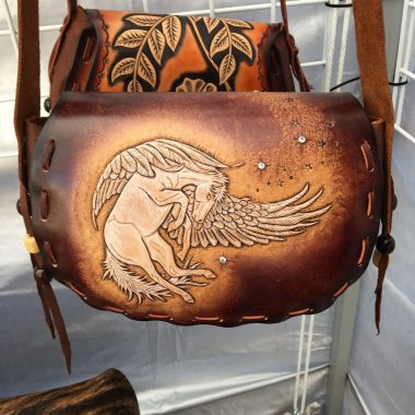Custom Carved Leather Pegasus Bag